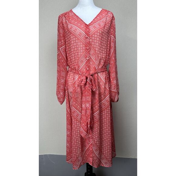 Lane Bryant Plus Sz 18/20 Red Belted Swim Coverup Kimono Beachwear Resortwear - Picture 1 of 16